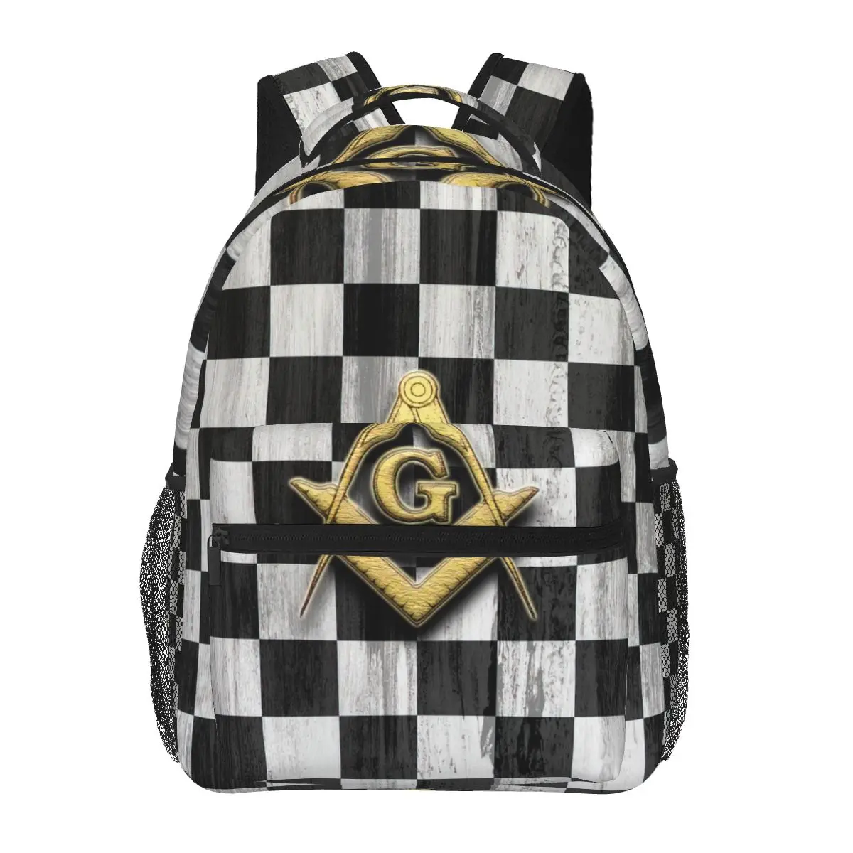 Freemason Checkered Pattern Backpack for Girls Boys Travel RucksackBackpacks for Teenage school bag