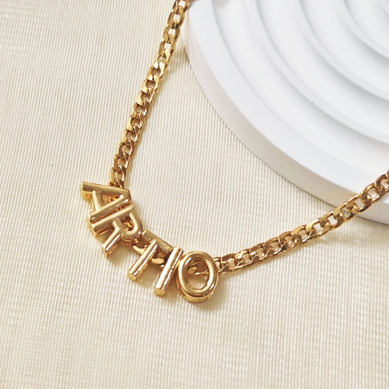 

Customized Name Necklace Personalized Custom Letter Cuban Necklace Stainless Steel Jewelry Women's Christmas Gift