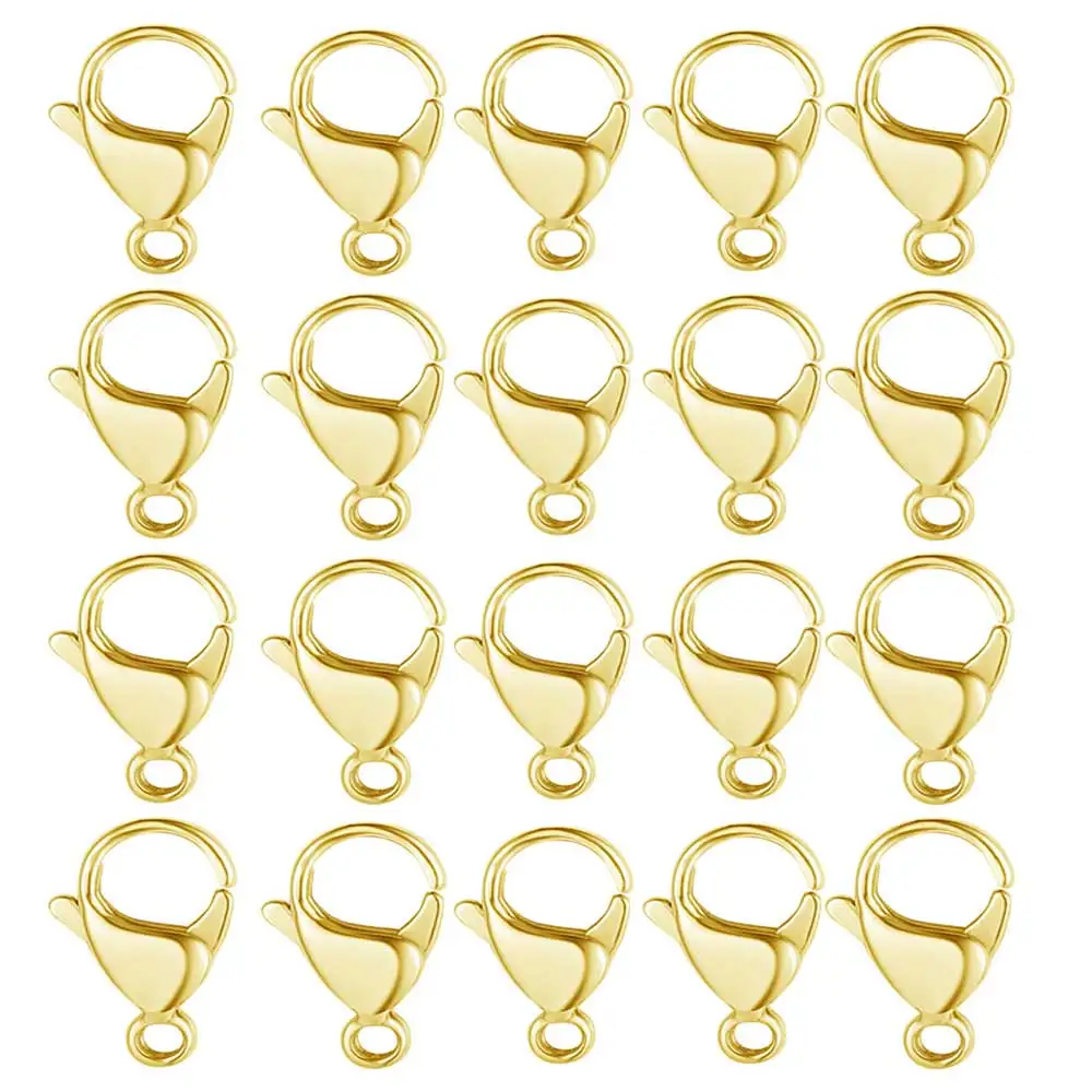 20pcs 304 Stainless Steel Lobster Clasp Wholesale Silver Gold 9-15mm Clip Claw Clasps diy Jewelry Finding Supplies