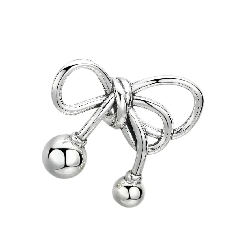 

Thai Style 925 Sterling Silver Antique Bow Charm Pendant - Unique Vintage Gothic Jewelry for Women