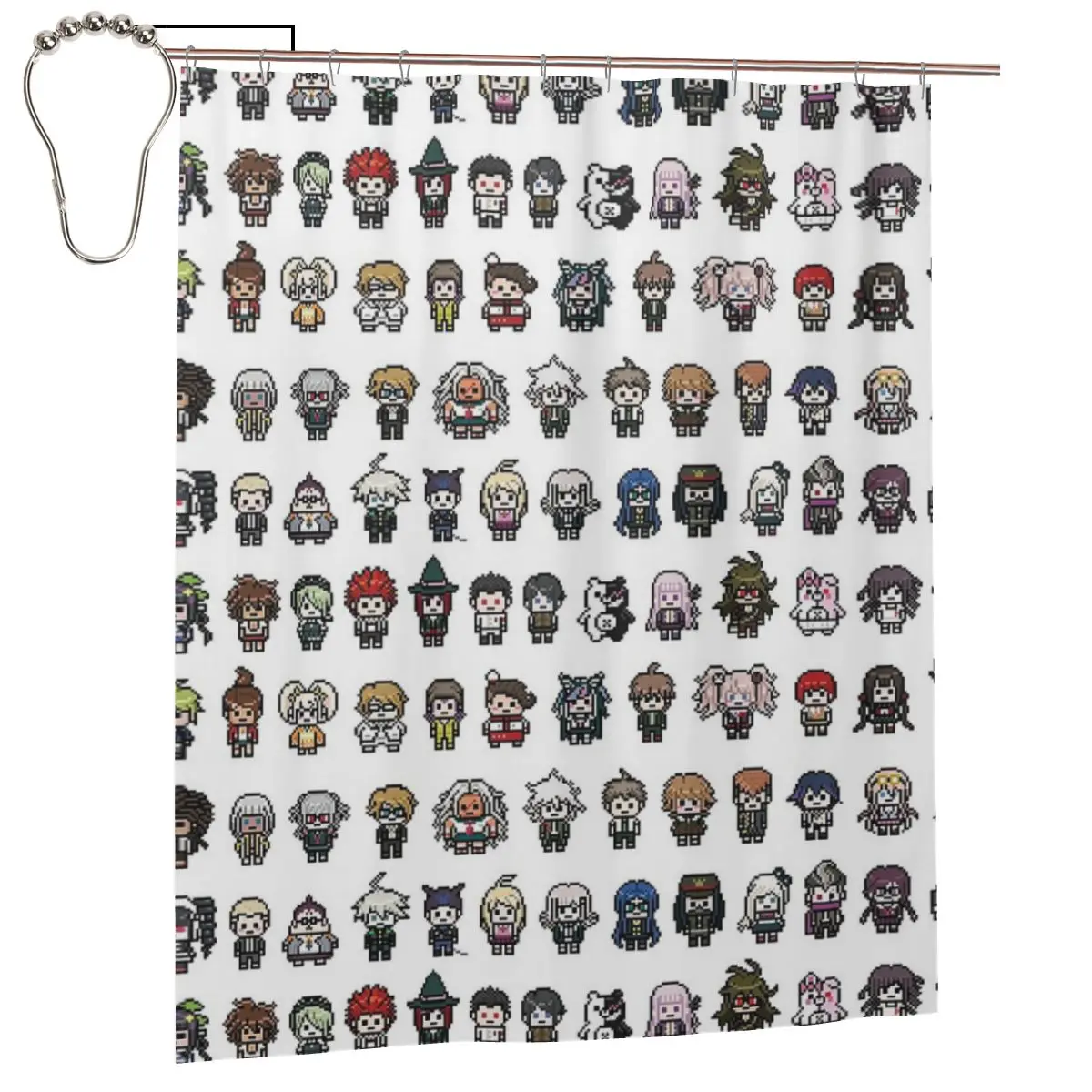 

DanganRonpa Sprites Shower Curtain Bathroom Polyester Waterproof Bath Curtains with Hooks