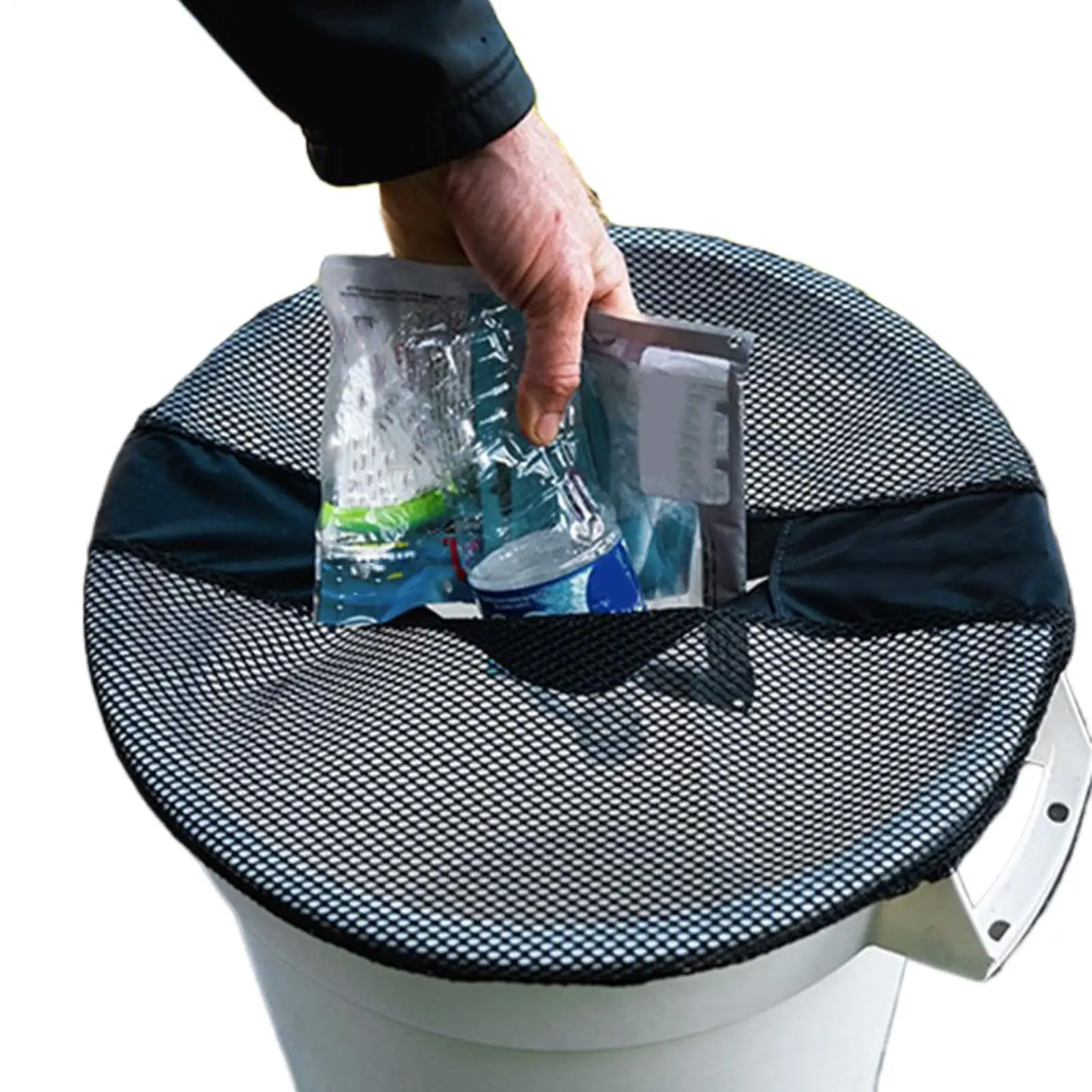 

5 Gallon Bucket Lid Boat Trash Can Cover for Fishing Fishing Boating Accessories Elastic Net Topper for Maritime Waste