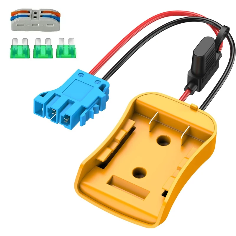 

NEW Power Wheels Adapter For Dewalt 20V Battery With Wire Harness Connector For Peg-Perego, 12AWG Wire with Fuse Holder Durable
