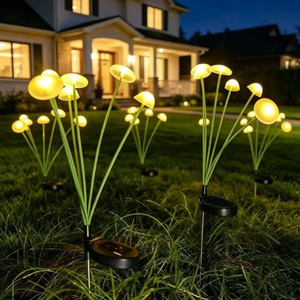 

Solar Mushroom Jellyfish Stake Lamps Outdoor Waterproof LED Garden Decor Lights for Yard Pathway Lawn Patio Wedding Party