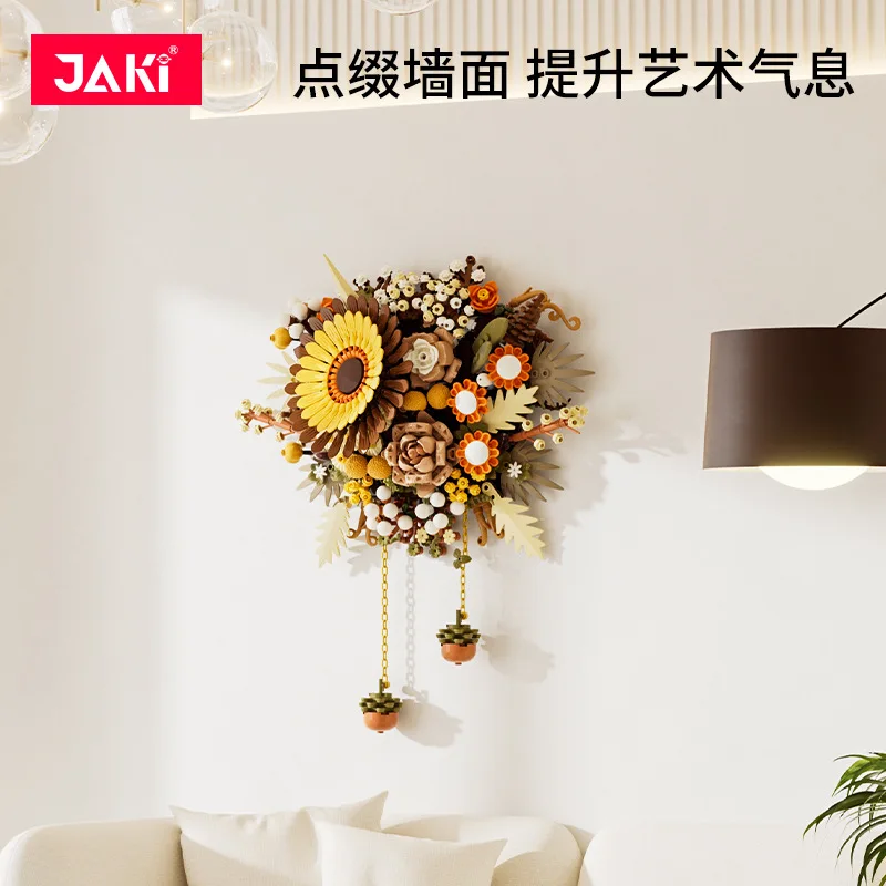 JAKI New Wall-Mounted Eternal Flower Building Blocks, Assembly Nordic Art Wall Hanging Flowers Bricks for Gifts Home Decorations