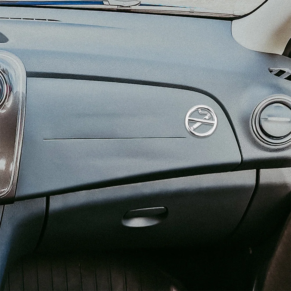 2 قطعة ملصق معدني ممنوع التدخين واضح ثلاثية الأبعاد علامة تحذير ذاتية اللصق للسيارة الداخلية مركبة المنزل مكتب الأعمال استخدام الفضة