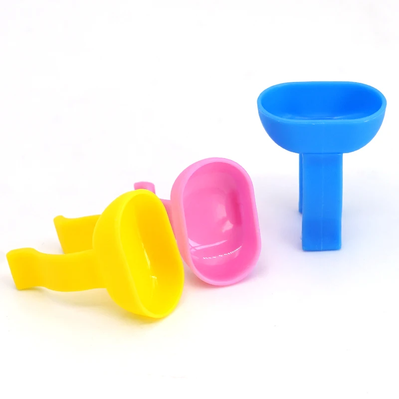 20pcs Dental Mixing Finger Ring Bowl Cup Plastic Silicone Holder Dappen Dish Prophy Paste Rings Handy Tool Dentistry Medicine