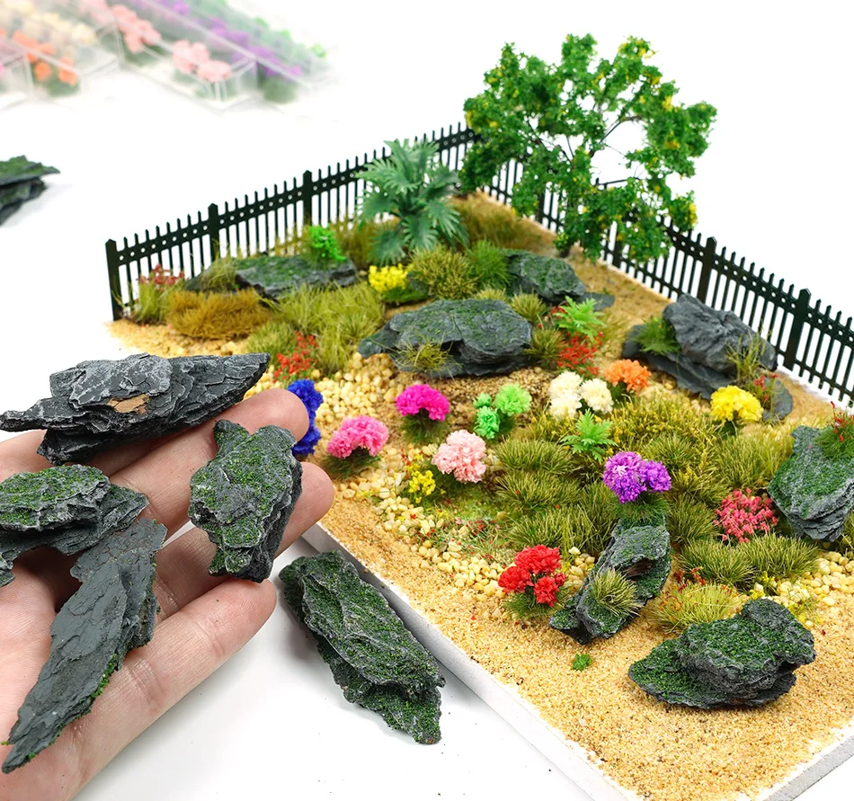 6 Stück Zufällige Form Unregelmäßige Simulationsfelsen für Mikrolandschaften, Felsmaterial für Layouts, 2-6cm Länge, Modellbausätze, Outdoor-Waldfelsen – Detail 5