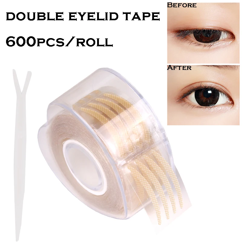 600Pcs/box Clear Beige Double Eyelid Tape for Big Eyes S/L Self Adhesive Eyelid Fold Stickers Beauty Makeup Invisible Tools