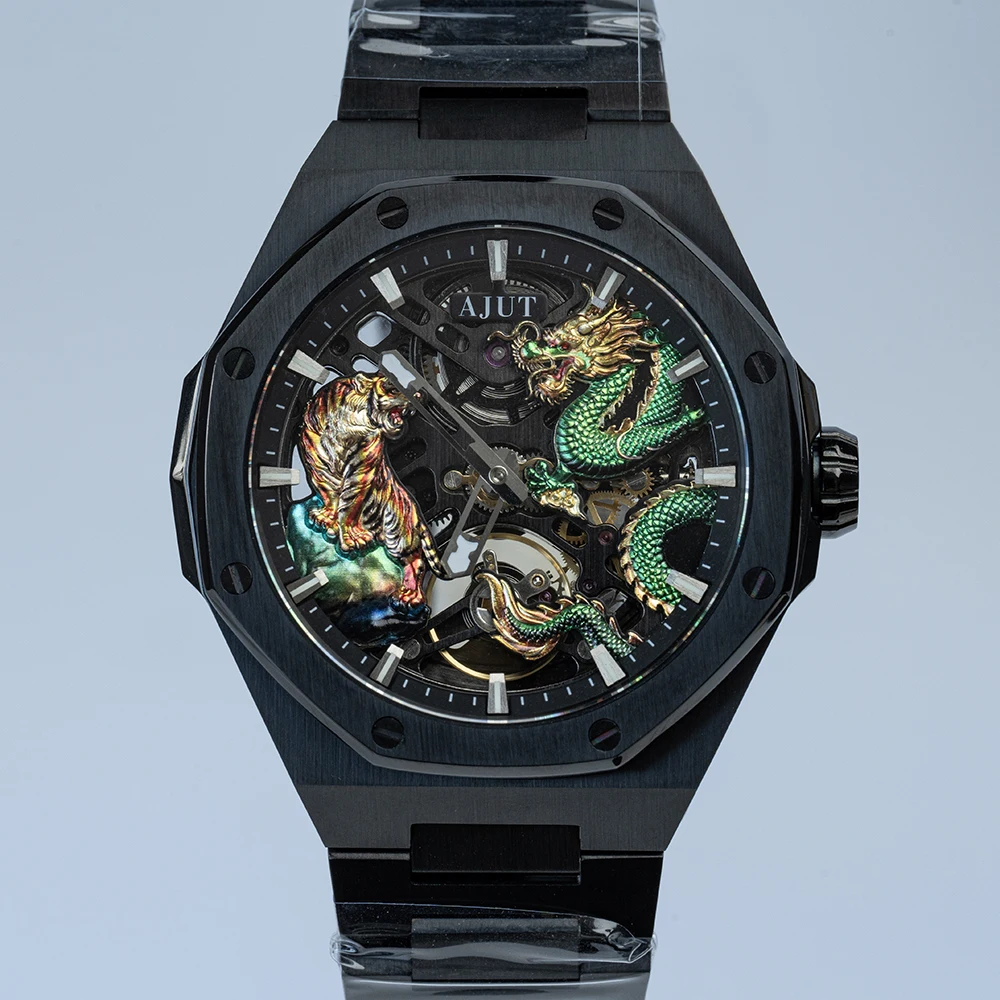 

AJUT автоматические механические роскошные часы мужские сапфировые полые часы с автоподзаводом для мужчин модные часы из нержавеющей стали 0576