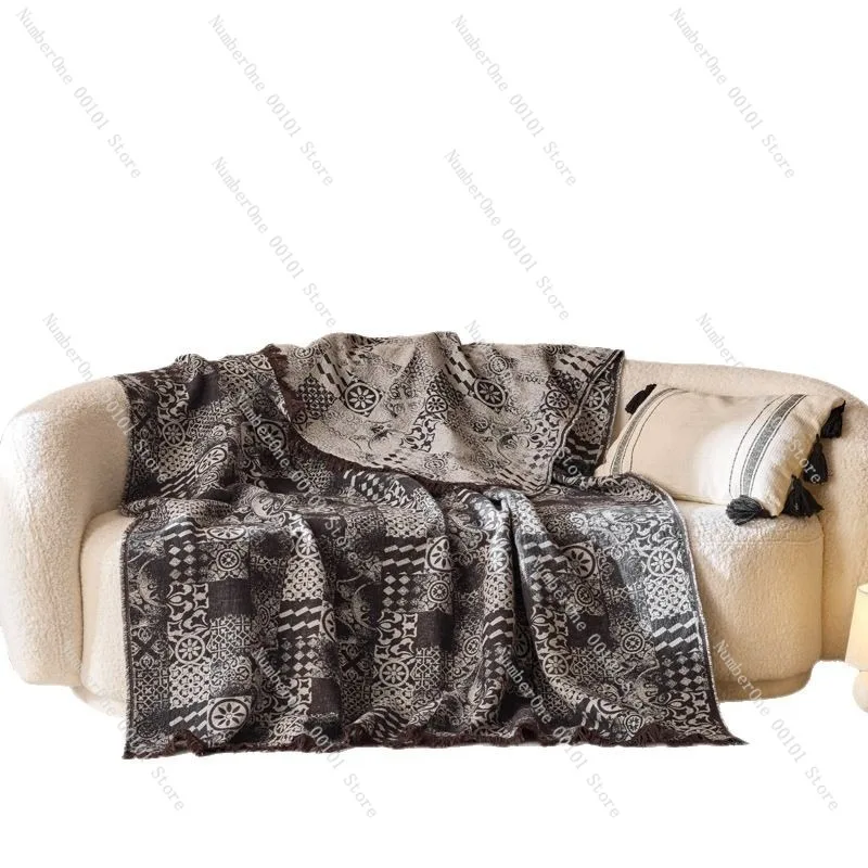 100% Cotton Knitted Fringe Throw Blanket Retro Sofa Cover Decorative Living Room Couch Bedspread Soft Office Nap Shawl Cozy All