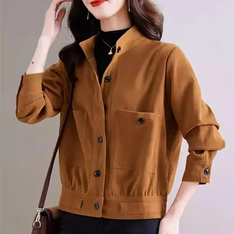 

Small Fragrant Wind Short Coat Spring and Autumn 2024 New Women's Wear Small stature Workwear Standing Collar Casual Jacket Top