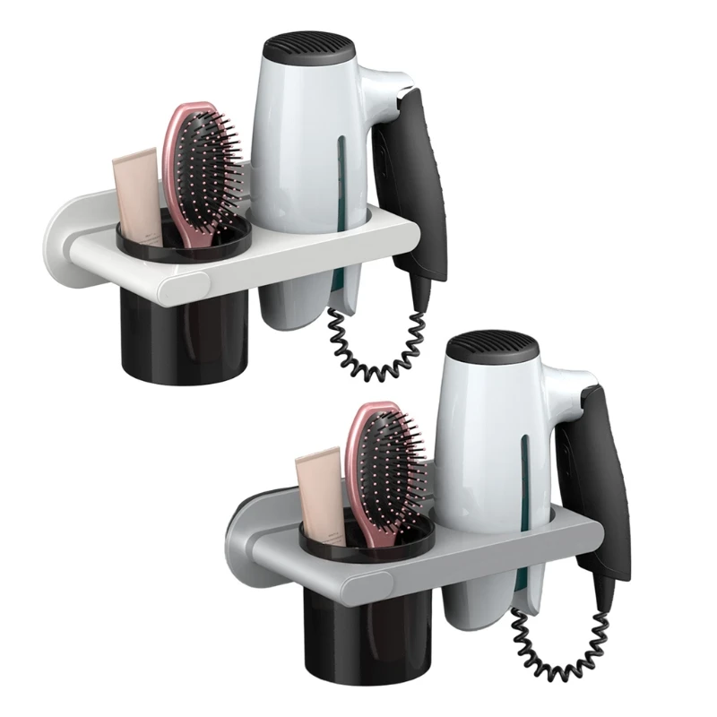 

Wall Mounted Hair Dryer Holder Punch-Free Self-Adhesive Hair Dryer Rack Save Space and Easy to Install Bathroom Supplies