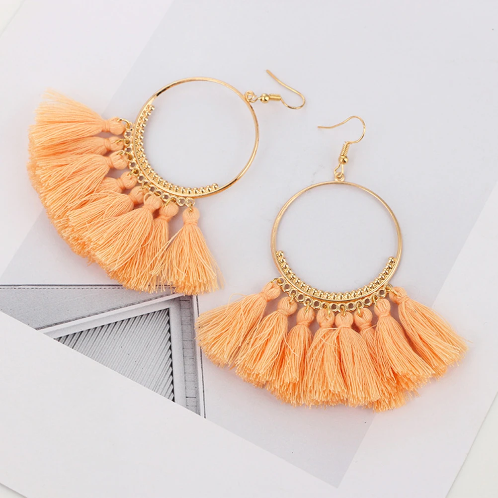 

Bohemian Tassel Earrings Colorful Big Circle Hoop Fashion Earings Stylish Gift Accessories Wedding Party