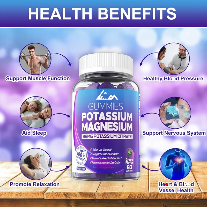 

Potassium magnesium gummies - containing South African eggplants, suitable for leg spasms, muscles, sugar free