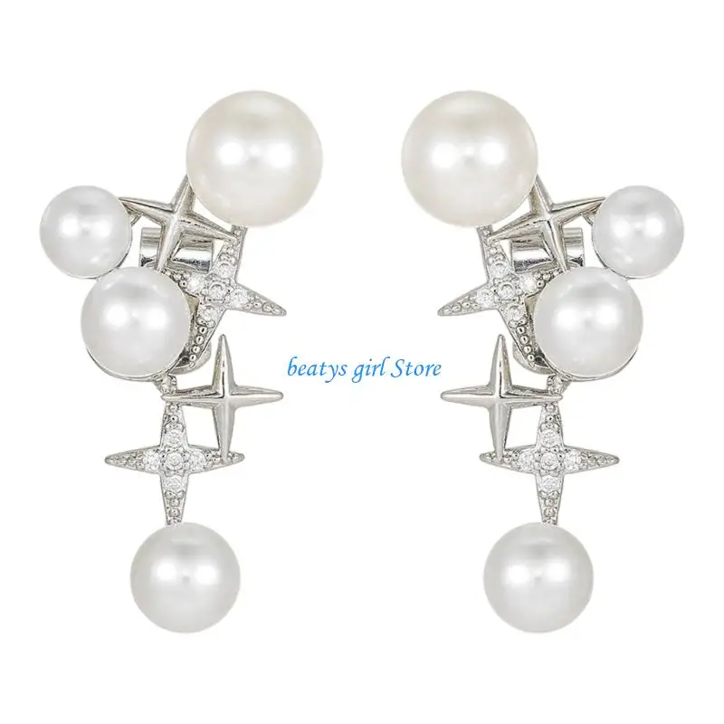 C7AB Shimmering Crystal Pearls Charms Ear Clip For Freeclip 1/2 Earbud Elegant Clip On Charm Offer Beauty And Secure Grip