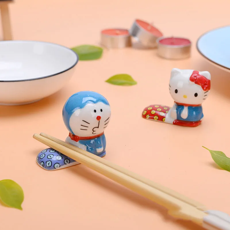 Kawaii Sanrio Chopstick Stand Hello Kittys Accessories Cute Beauty Cartoon Anime Ceramic Chopstick Rest Toys for Girls Gift