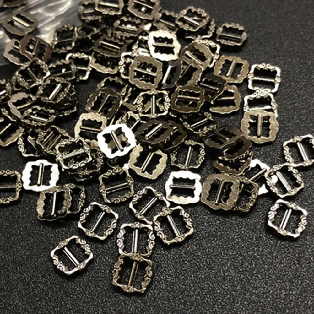 20/40pcs 6*6MM 4 colors Girls  Diy Dolls Buckles Tri-glide Buckle  Bags Accessories Pattern Belt Buttons