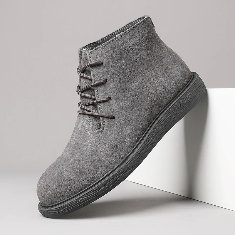 

New men's autumn and winter mid top retro suede versatile trendy leather boots 251101