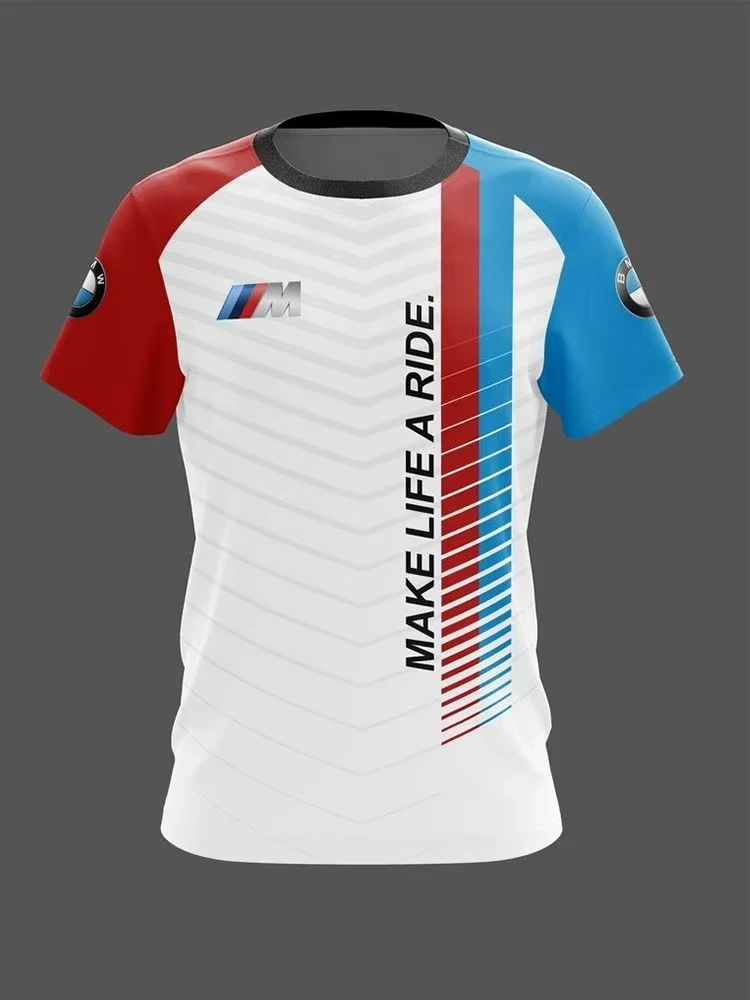 

Лето 2022, мужская быстросохнущая роскошная футболка с короткими рукавами для гонок на мотоциклах BMW, удобная и дышащая повседневная модная свободная футболка