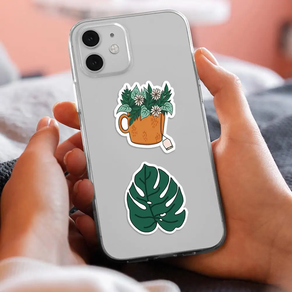 Waterproof Plant Stickers Green Plant Decals 100pcs Waterproof Plant Sticker Decorative Cartoon Decals for Scrapbooks for Diy