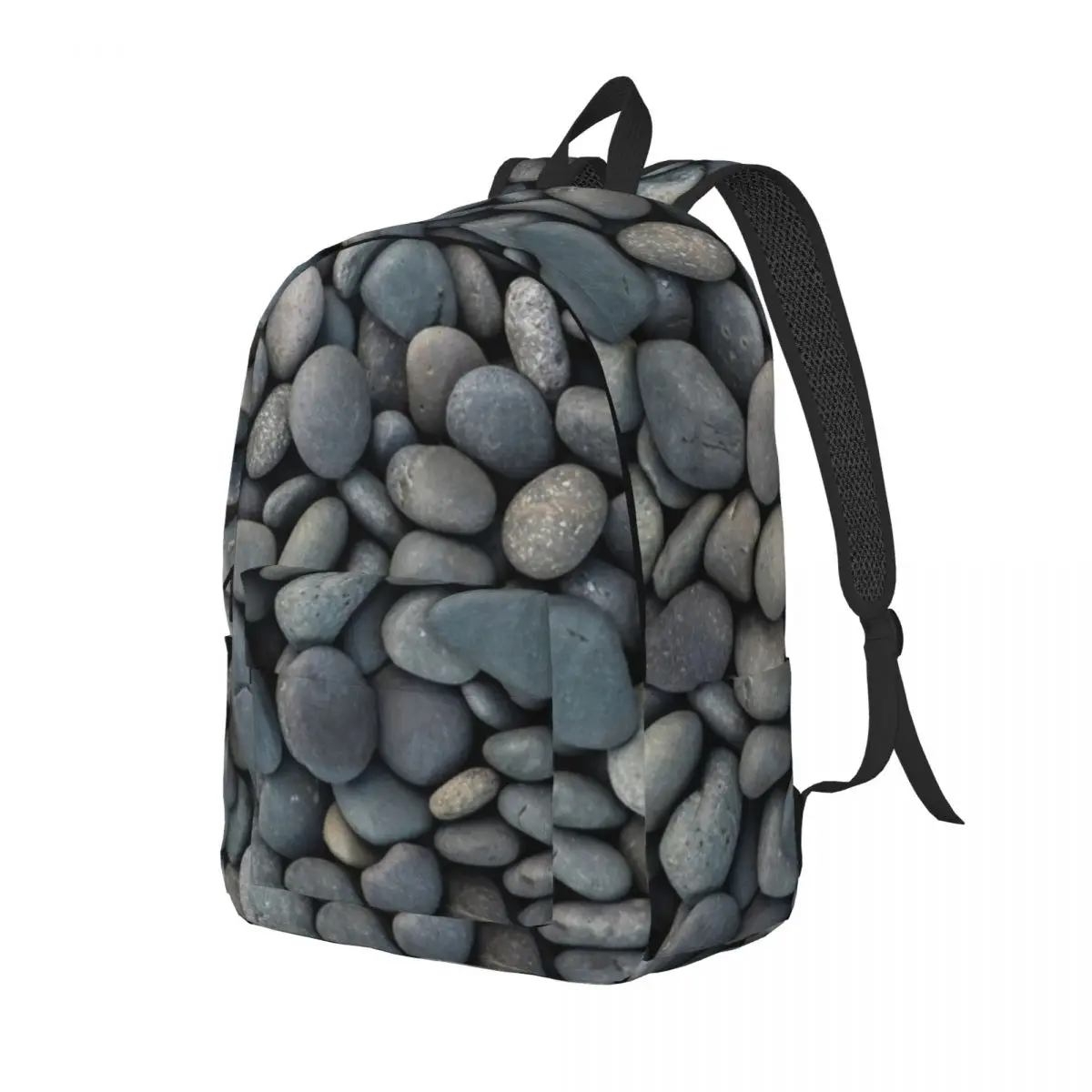 Gray River Stone Pebbles River Rock Student Backpack School Bag Hiking Travel Daypack Boys Girls Fashion Bookbag Shoulder Bags