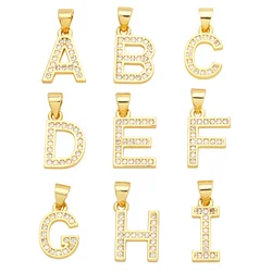 OCESRIO 26 Letters Small Crystal Alphabet Pendant for Necklace Copper Gold Plated Name Initial Jewelry Making Supplies pdtb267