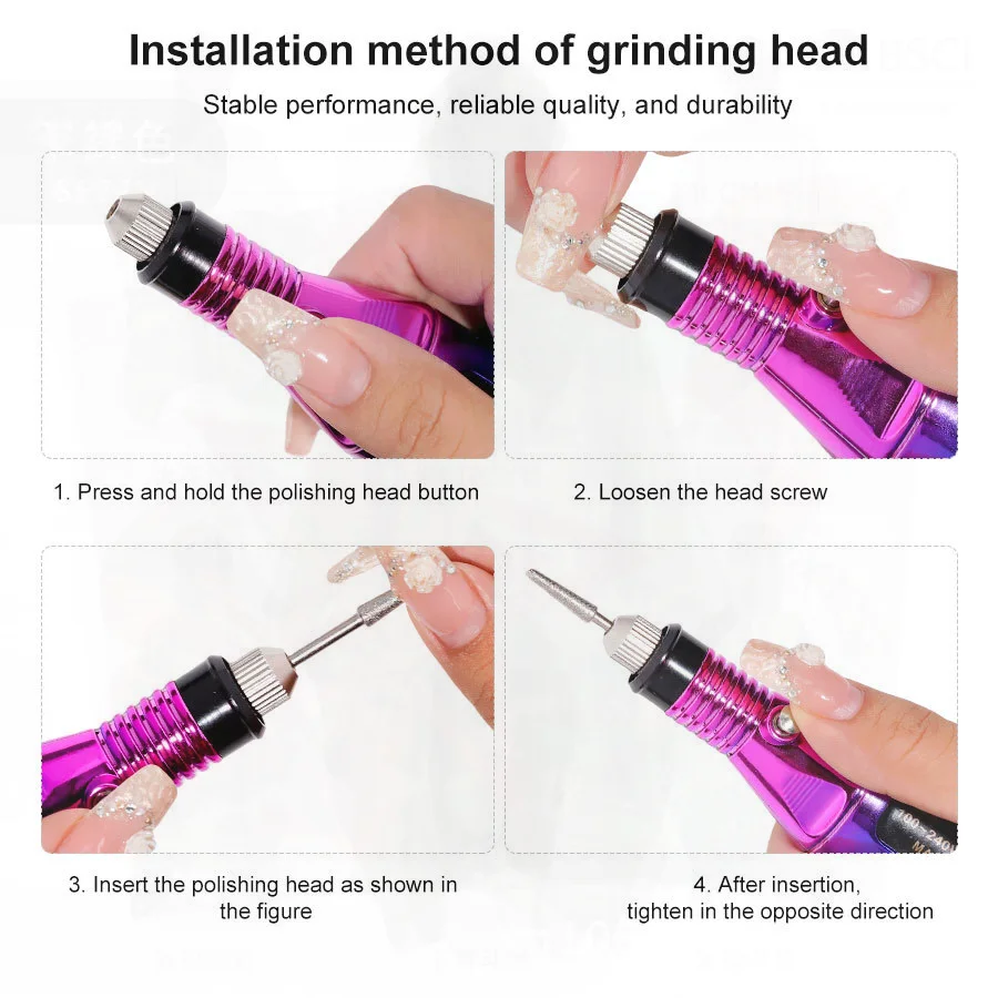 Przenośna elektryczna frezarka do paznokci, narzędzie do manicure, polerka do paznokci, kolorowa nowość, zgodna z normami USA i UE.