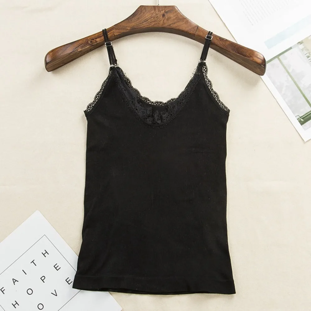 

Sweet Lace Trim Suspender Vest Slim Sleeveless Fitted Tops Underwear Vest Corset Daily Use