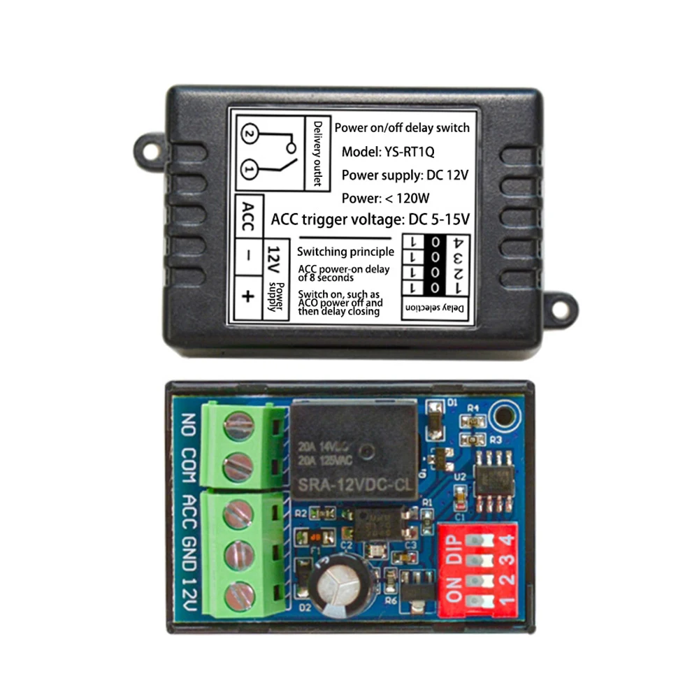 12V Power-On And Power-Off Delay Switch Relay Module With Casing For Fan Engine Lighting Navigation Door Window Control