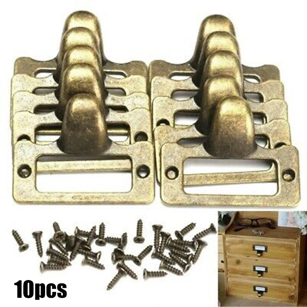 High Quality 10 PCS Label Pulls 48mm*35mm Antique Brass Antique Style Cabinet Cupboard Frame Label Name Card Holder