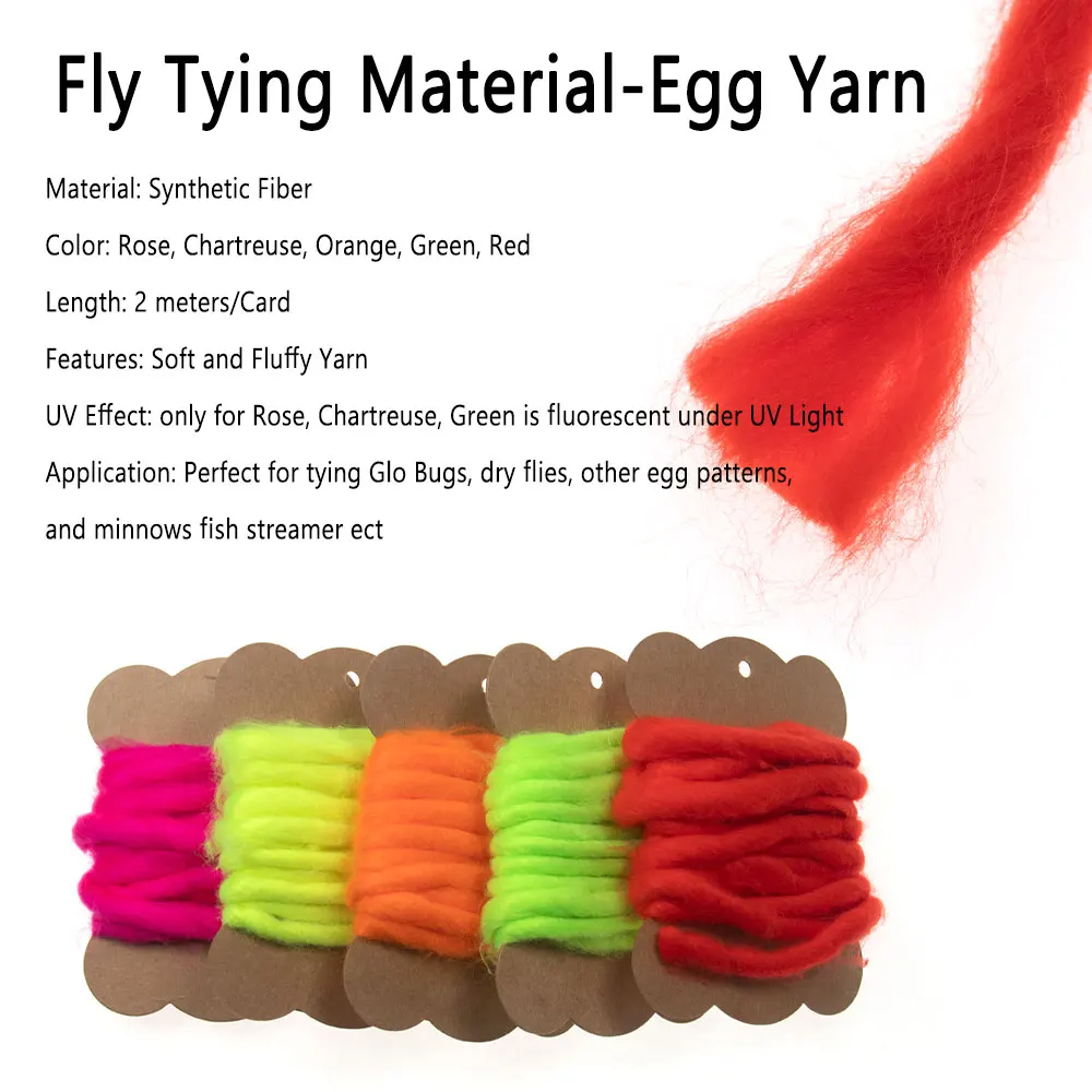 Bimoo 5Packs Egg Yarn Fly Tying Material Synthetic Fibers For Minnow Bait Samlon Egg Fly Dry Flies Trout Steelhead Fishing Lures