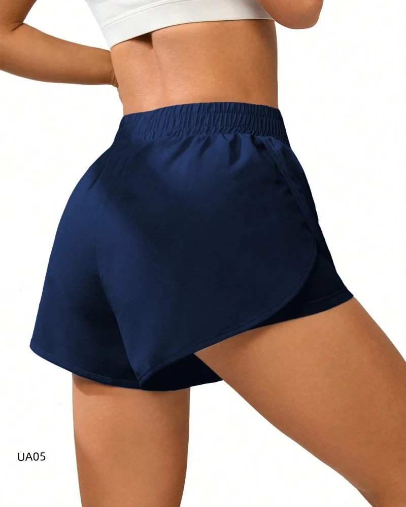 Women's High-Waisted Sports Shorts with Pockets Anti-Squatting Double-Layer Yoga Fitness Tight Quick Drying Cycling Shorts