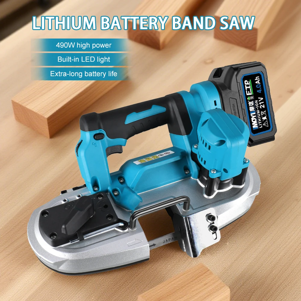 Electric Band Saw 21V Brushless Electric Saw Handheld Portable Lithium-ion Cordless Band Saw Cutting Tool for Cuts Metal Wood