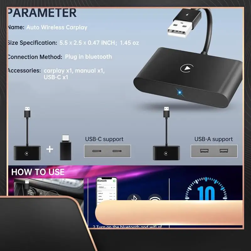 

Carplay Wireless Adapter Wired To Wireless Carplay Dongle For Iphone Wifi Online Update Wireless Carplay Adapter