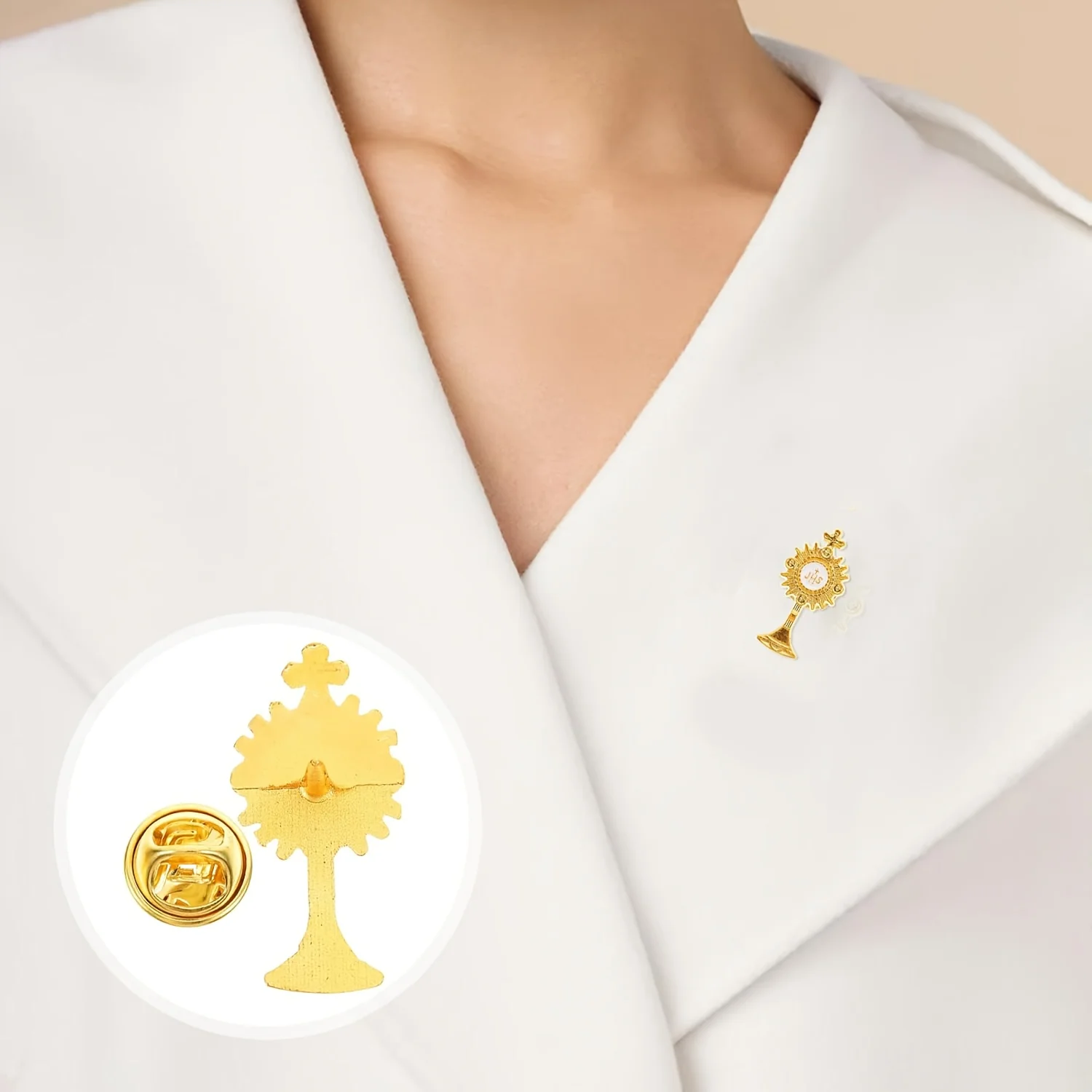 12/24/48-teiliges Kreuz-Broschen-Set, goldene Anstecknadel für Beerdigungen, Kirchen, Partys, Taschen- und Kleidungsdekoration, Unisex, Weihnachtsgeschenk – Detail 4