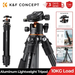 K&F Concept Aluminum Tripod Lightweight and Portable 160cm DSLR Tripods with Monopod 10KG Load Capacity Ball Head Quick Release