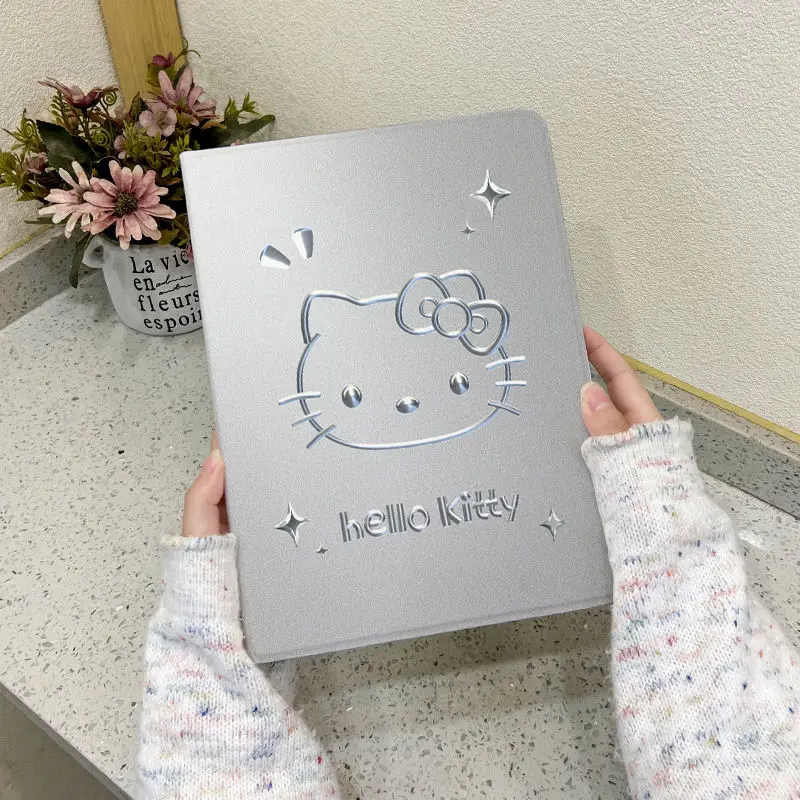 Kawaii Hello Kitty IPad Protective Case Anime Lovely Cartoon Love KT with Pen Slot Anti Fall Shell Applicable To Mini6 Ipad8 9th