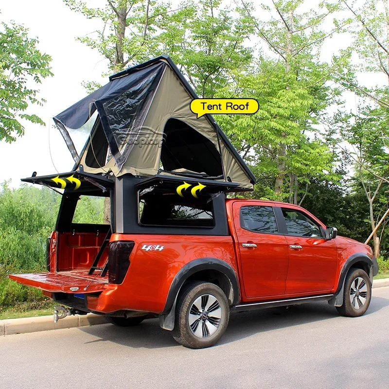 Retractable Hardtop Camper Roof Top Tent Pickup Aluminum Alu-Cab Canopy For Hilux Dmax Ranger Models Tundra Silverado NP300