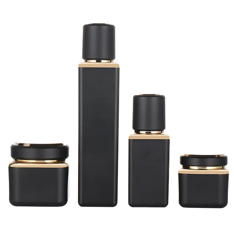 30 50g Empty Cream Jar 30 50 120ml Empty Lotion Pump Bottle Black Acrylic Cosmetic Container Square High-end Makeup Packing