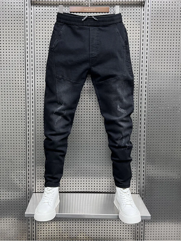 

Spring 2023 Men's Slim Fit Casual Denim Pants Faionable Bla Samurai Trendy Youthful Long Trousers Cotton Triacetate Fiber