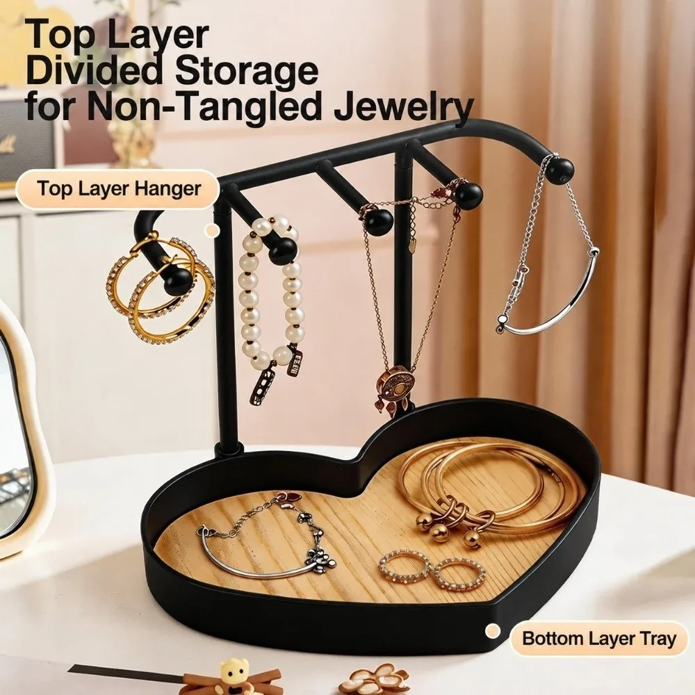 Multi-Color Jewelry Storage Box Heart-Shaped Multifunctional Makeup Desk Jewelry Stand Sturdy Decorative