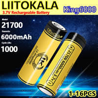 1-16PCS LiitoKala King6000 21700 6000mAh High-capacity 3.7V Rechargeable Li-ion Cells for Flashlight Power Bank Toys Torch