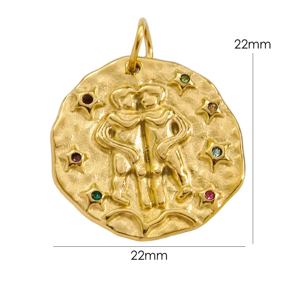 New 12 Zodiac Signs Connector Charms Gold Plated Stainless Steel CZ Micro Pave Con-stellations Pendant for DIY Jewelry Necklace - Image 4