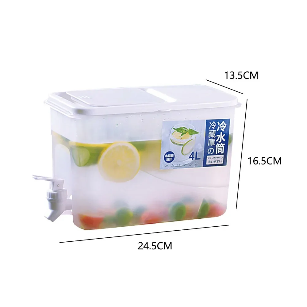 4l Koelkast Water Dispenser Plastic Met Kraan Koelkast Water Container Grote Capaciteit Limonade Container Voor Keuken Koelkast