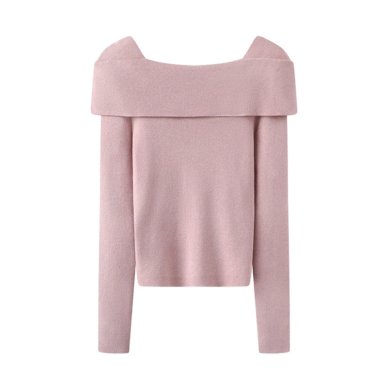 Women's 2025 Spring Tops Versatile Slim Fit Exquisite Elegant Diamond-encrusted Bow Pink Knitted Sweaters Women's Slimming Tops