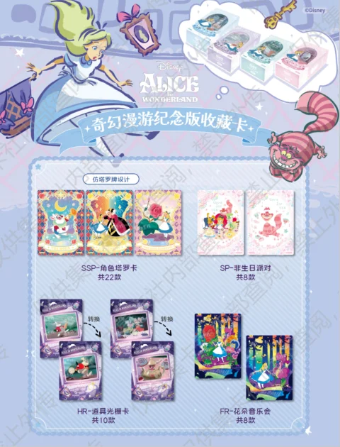 Disney Original Alice in Wonderland Fantasy Roaming Commemorative Edition Collection Card Christmas Gift Children's Toys