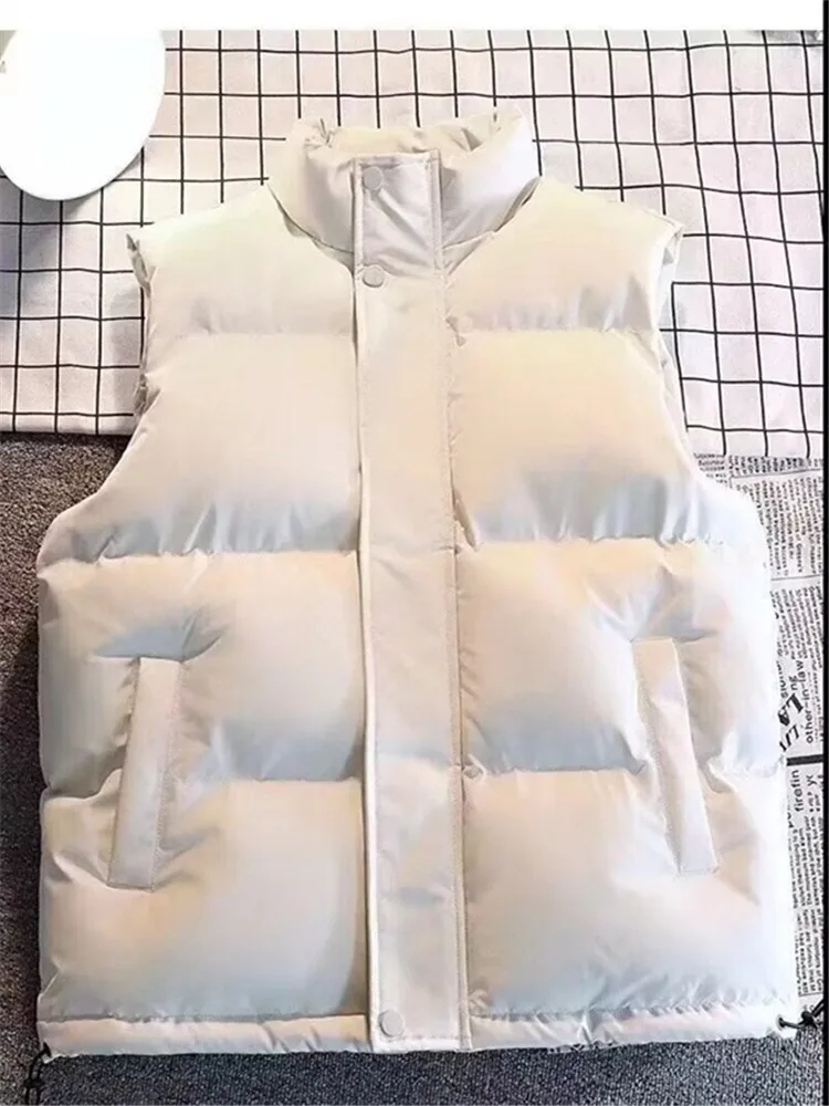 

2025 Autumn Winter White Vest Jacket Women Fashion Sleeveless Jackets Solid Warm Vests Thick Black Waistcoat Female Clothing