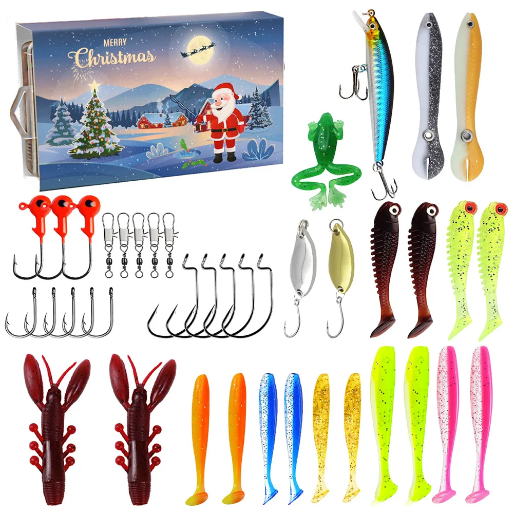 2024 Christmas Fishing Lures Set Fishing Lures Set Xmas Fishing Gift for Fisherman Complete Angler's Set Fishing Accessories