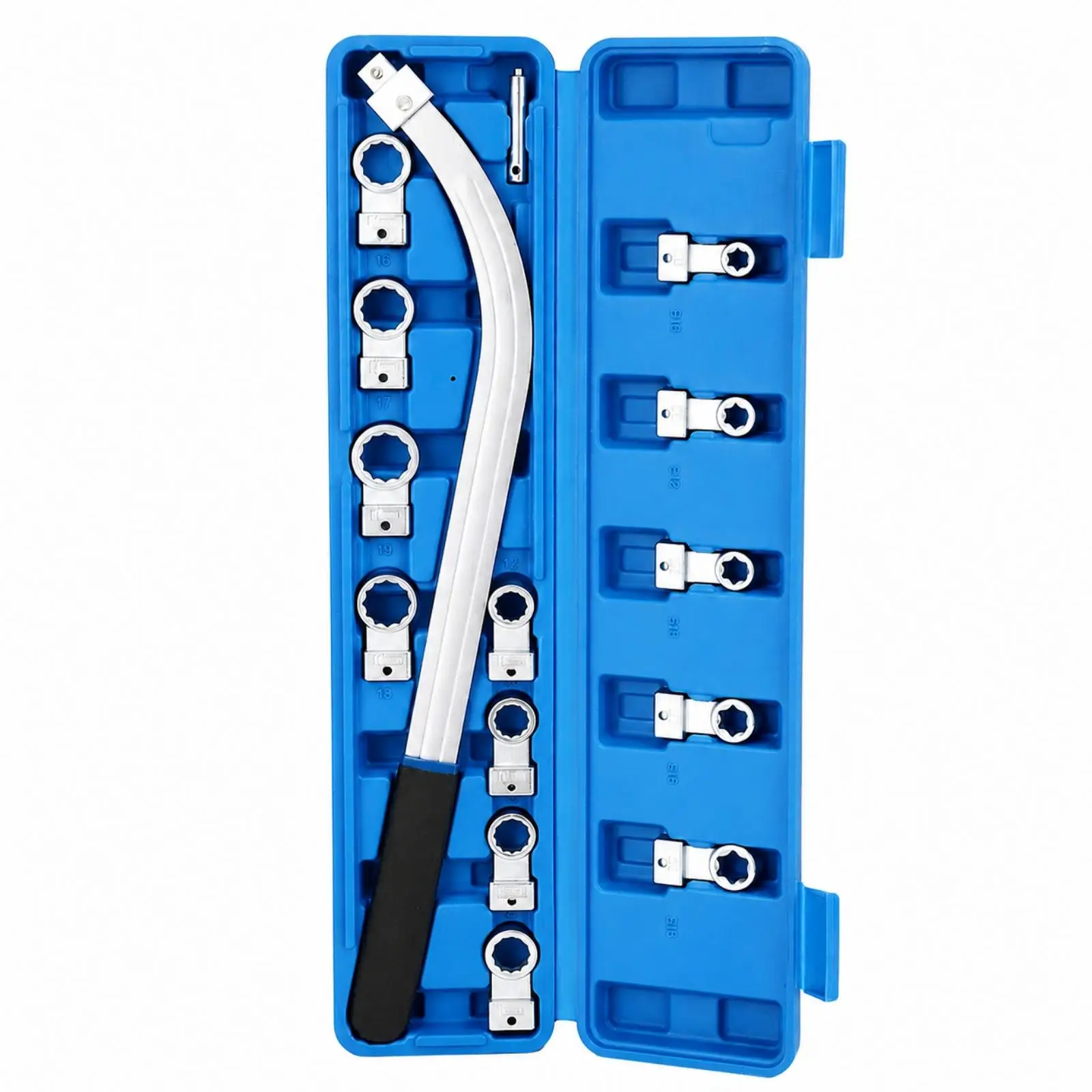 Heavy Duty 40cr Steel Serpentine Belt Pulley Wrench Kit Curved Bar with Hex Sockets for Auto Repair Work